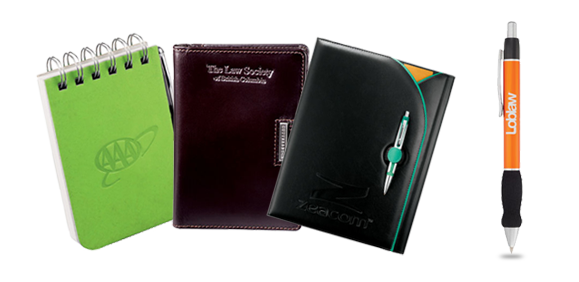 branded note pads, journals, executive folios